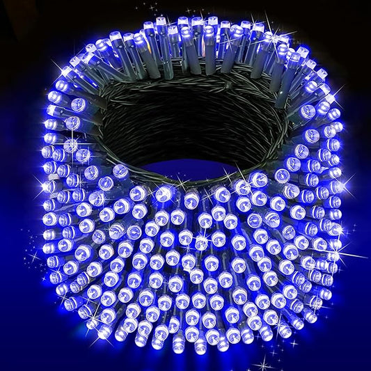 XURISEN 551FT 1400 LED Christmas Lights Outdoor Green Wire String Lights 8 Modes with Timer Memory Waterproof Fairy Light Plug in for Xmas Tree Wedding Yard Party Holiday Decorations(Blue)