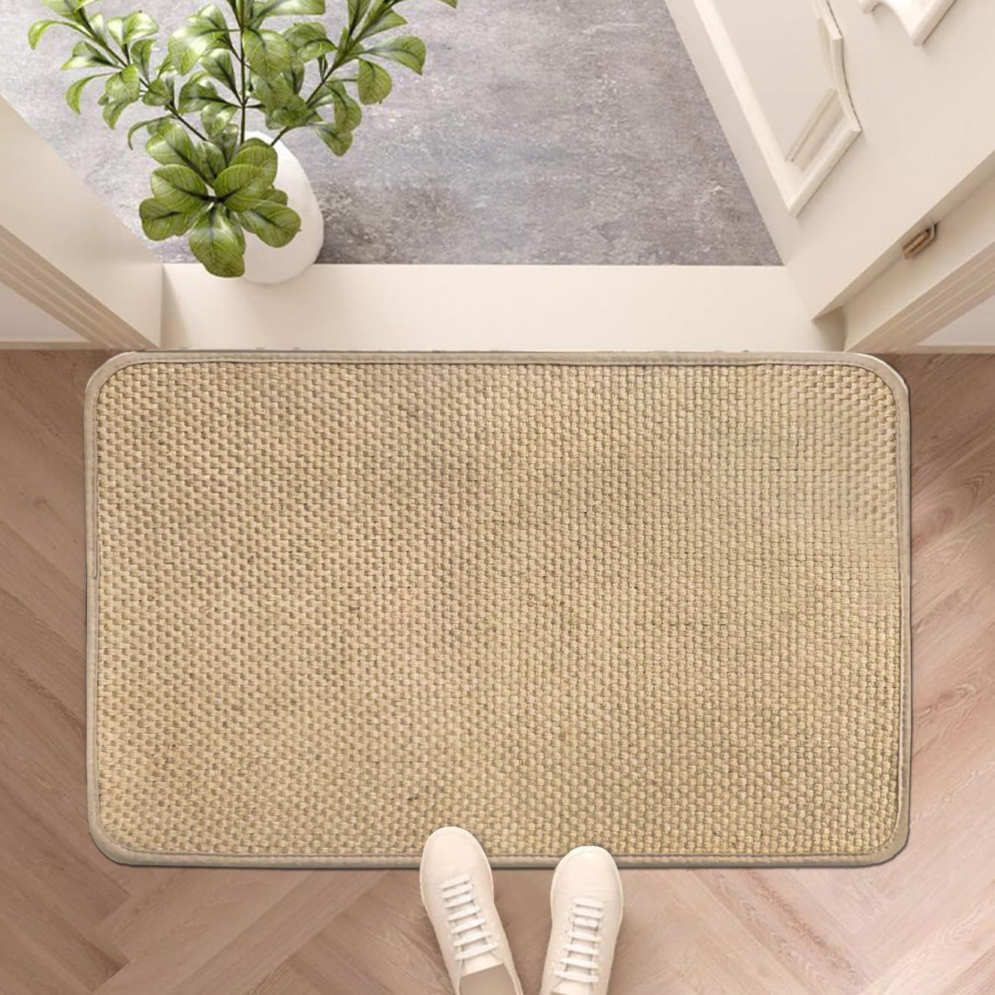 Wylumen Front Door Mat 20x32 Inch，Boho Jute Door Mat Outside Entrance,Non Slip Rubber Backing Kitchen Rugs Doormat,Washable Front Door Rugs,Dirt Trapper Natural Fiber Entry Mats for Patio