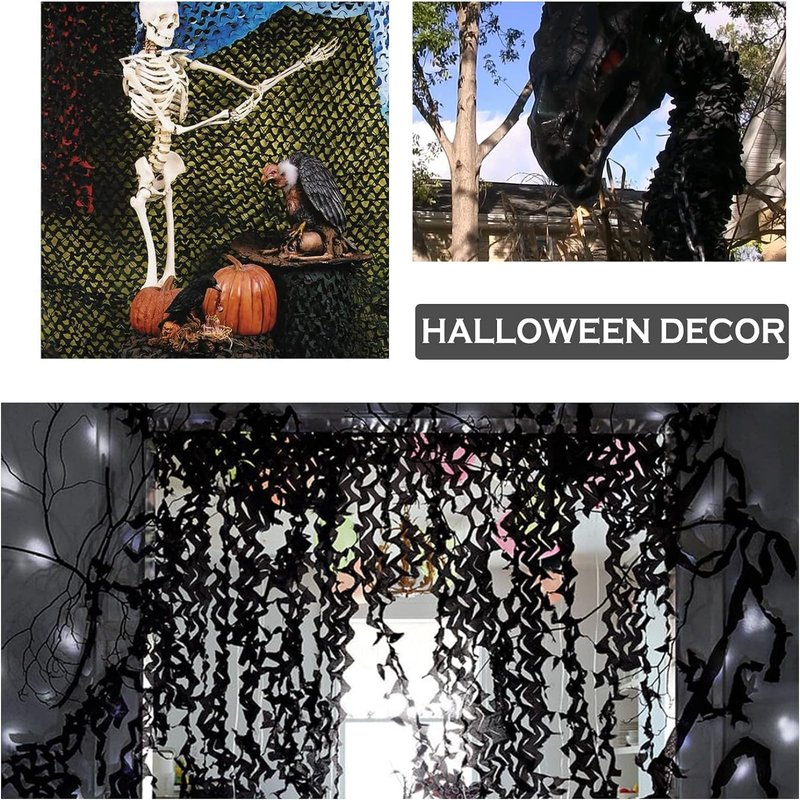 Yeacool Light Weight Camo Netting Camouflage Netting Burlap Camo Tarp Party Decor for Birthday Dinosaur Theme Outdoor Sunshade (Black, 16.4ftx4.9ft, 5m*1.5m)