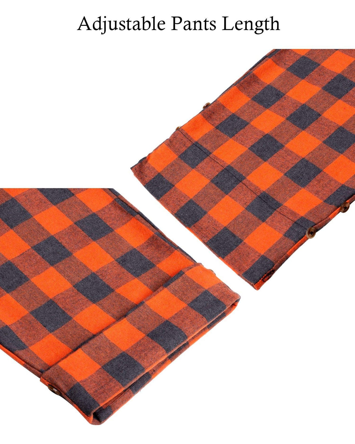 Alimens & Gentle Mens Heavyweight Flannel Plaid Pajama Pants 100% Cotton Sleep Lounge Pant Orange Grey Medium