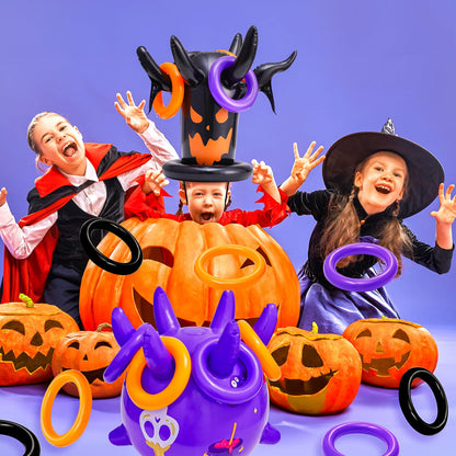 Halloween Ring Toss Game Inflatable Spooky Tree Witch Toss Game for Kids Halloween Party Favors Supplies Indoors Outdoors Great Holiday Party toss Game Indoor and Outdoor Game
