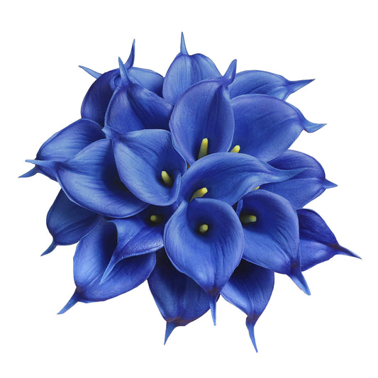 DuHouse 20Pcs Artificial Calla Lily Flower Real Touch Latex Flowers for DIY Wedding Bouquet Party Home Decor (Royal Blue)