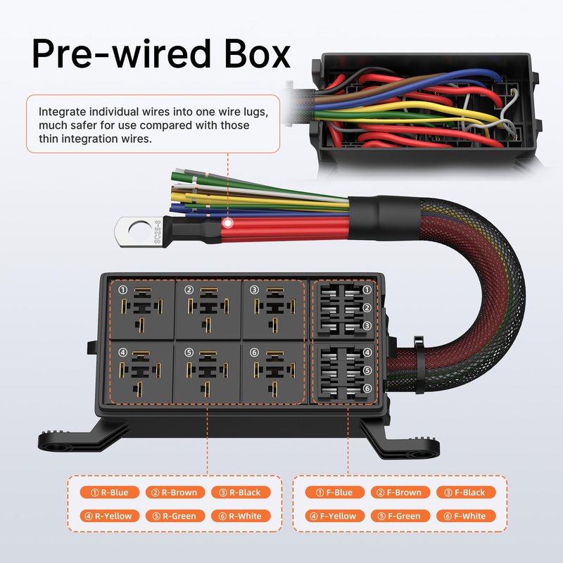 DaierTek 12V Relay Box 6 Way12 AWG Pre-Wired Waterproof Relay Box 6 Slot ATC/ATO Fuse Relay Block Universal Relay Panel for Automotive Car Marine Boat
