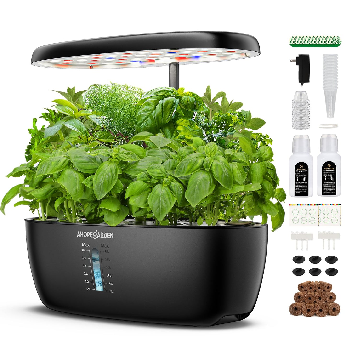 Ahopegarden Indoor Garden Hydroponics Growing System: 12 Pods Plant Germination Kit Garden Kit Growth Lamp Countertop with LED Grow Light Hydrophonic Planter Grower Harvest Vegetable Lettuce