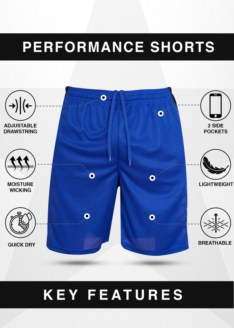 Starting 5 Mens Basketball Shorts with Pockets, Active Athletic Performance Gym Workout Shorts for Men Workout Shorts, 4 Pack (as1, Alpha, l, Regular, Regular, Red/Black/Charcoal/Royal)