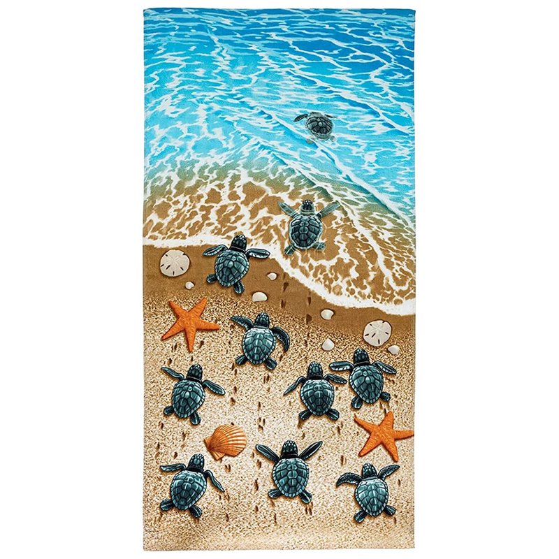 Dawhud Direct 30" x 60" Beach Towel - Large Sea Turtle Print - Microfiber Bath Towel for Women, Girls, Kids, Men - Oversized Pool and Swimming Drying Towel - Big & Super Soft Plush Cotton Throw Towel