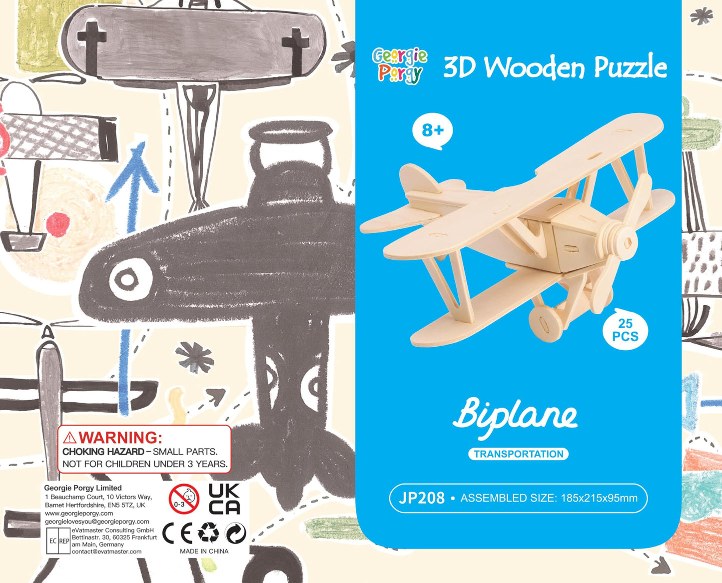 Georgie Porgy 3D Wooden Puzzles DIY Models Kits for Kids Dinosaur Airplane Woodcraft Construction Toy Pack of 6 (Airplanes Cars Yacht)