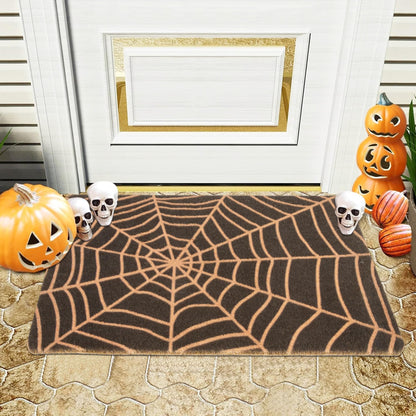 CaySep Spider Web Dark Coir Doormat - Non-Slip Welcome Door Mat Halloween Decor Mat 17x29 inch Indoor Mat (Ghost, 17''x29'')