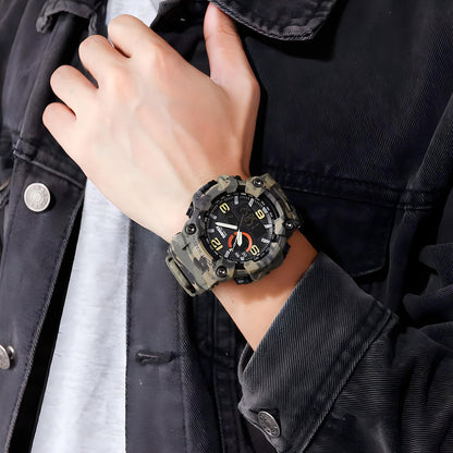 Gosasa Men's Large Face Outdoor Sports Watches Military S-Shock Watch Waterproof, Backlight, Alarm, Stopwatch Features - Rugged Wristwatch for Training, Hiking, and Adventure