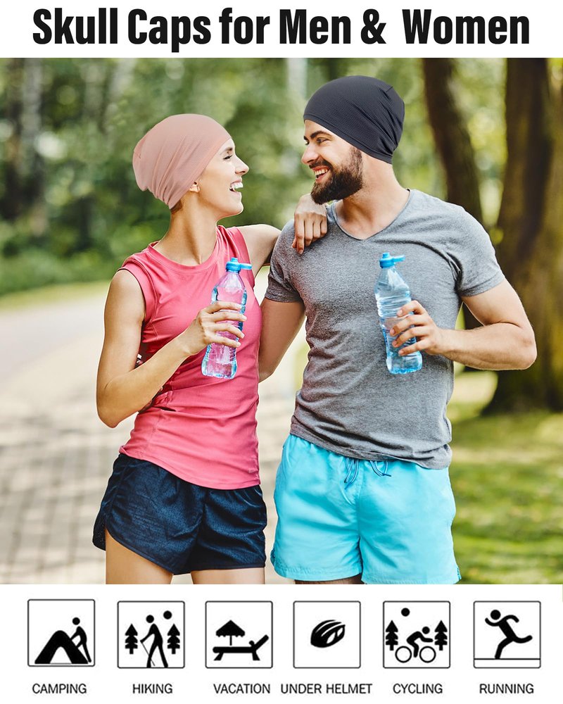 ROYBENS Cooling Skull Caps for Men & Women, Thin Breathable 3D Mesh Cycling Running Skull Cap for Sports, Gym & Summer, Under Helmet Sweat Liner Beanie Caps