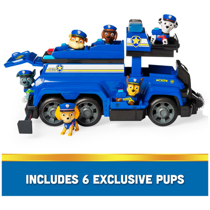 Paw Patrol Team Cruiser, Large Scale Vehicle with Exclusive Chase, Marshall, Skye, Rubble, Rocky & Zuma Action Figures, Toys for Boys & Girls Ages 3+