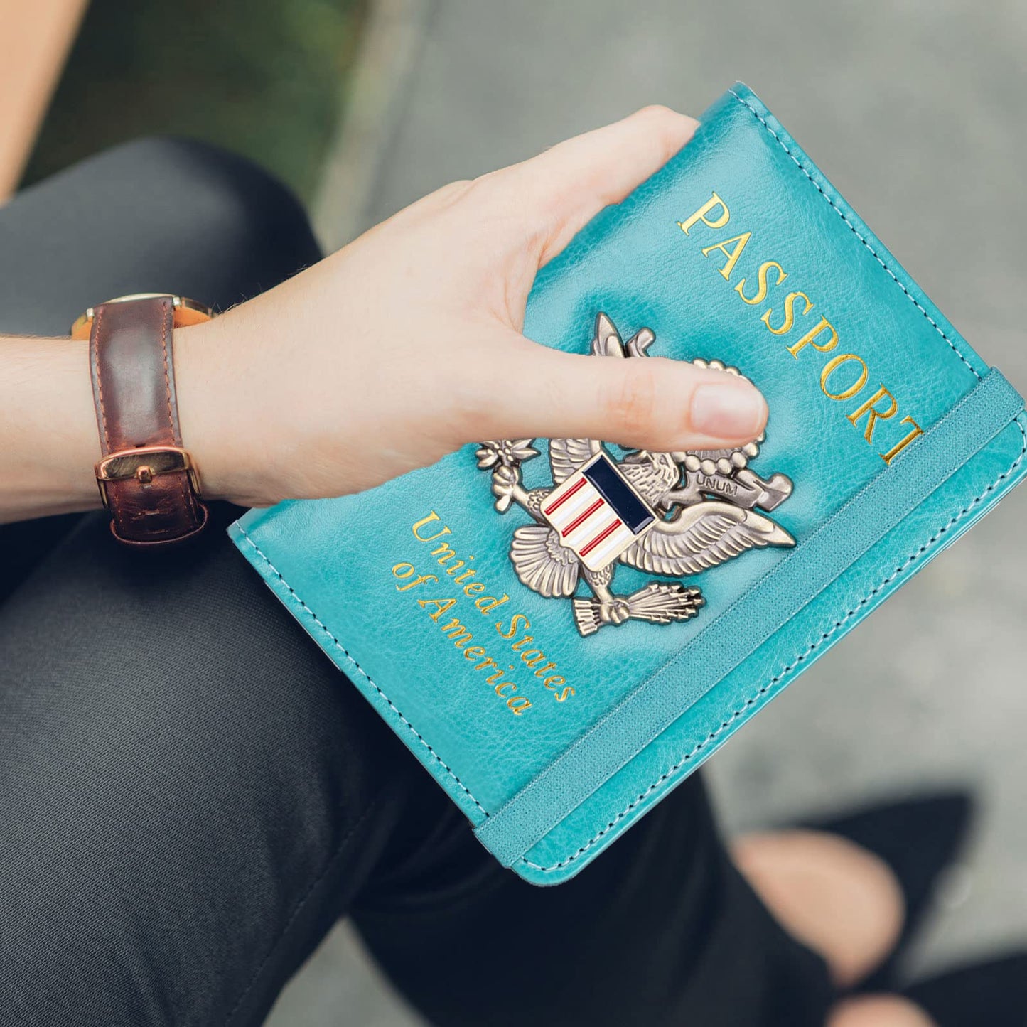 FACATH Passport Cover Case, Holder, Protector Travel Covers Wallet Case RFID Blocking Leather Card Case, Document Organizer (Sky Blue)