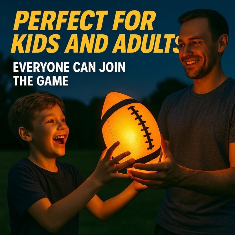 Glow in The Dark Football | Ultra-Bright Double LED Light-Up Football Size 6 with 3 Extra Batteries and Pump for Kids & Teens Ages 6+ | Outdoor Fun for Evening Play, Camping & Beach Games
