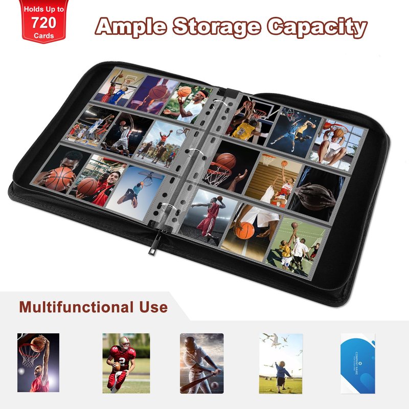 Basketball Card Binder 720 Pocket, Sports Card Binder with Card Display Design, Premium Card Holder with Sports Pattern Wristband Fit for Basketball Cards 2026