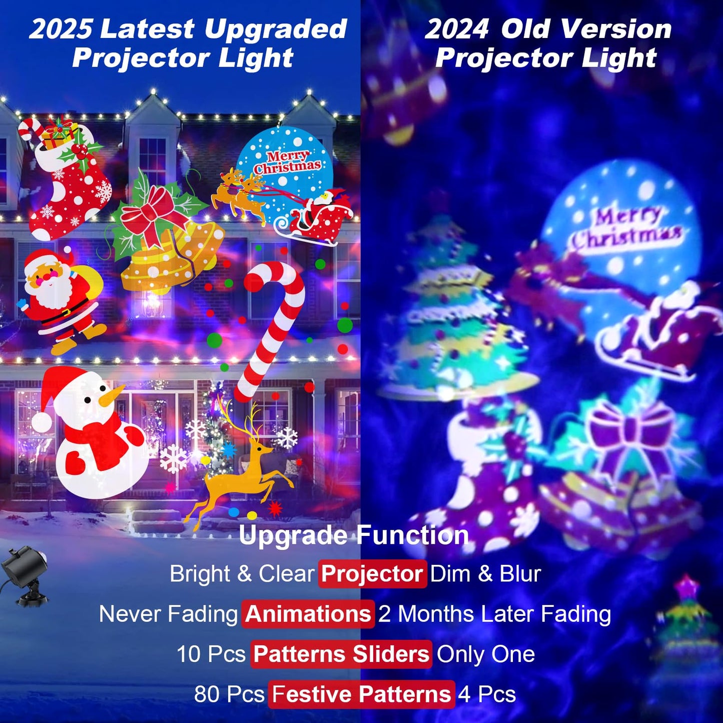 2025 Upgrade Brighter Christmas Projector Lights Outdoor, 8 Patterns Holiday Projectors 19HD Slides (Ocean Wave & Patterns), Weatherproof Halloween Projector,Christmas Decorations for Light Show