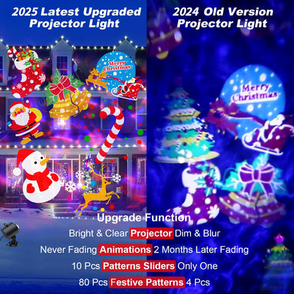 2025 Upgrade Brighter Christmas Projector Lights Outdoor, 8 Patterns Holiday Projectors 19HD Slides (Ocean Wave & Patterns), Weatherproof Halloween Projector,Christmas Decorations for Light Show