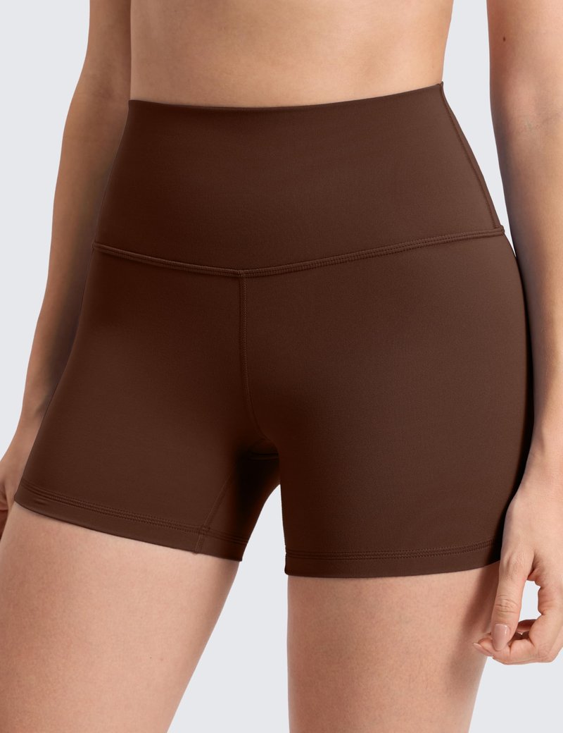 CRZ YOGA Butterluxe Biker Shorts 4'' - High Waisted Booty Workout Volleyball Yoga Womens Spandex Lava Brown Large