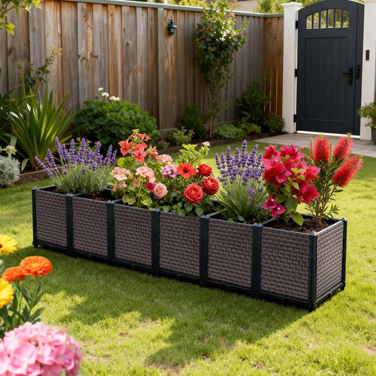 Large Planters for Outdoor Plants - Deepened 20" H, Raised Beds for Gardening Self Watering, Elevated Planter Box with Legs, Rectangular Garden Planters for Outdoor Plants Flowers, 94.4"L x 15.7"W