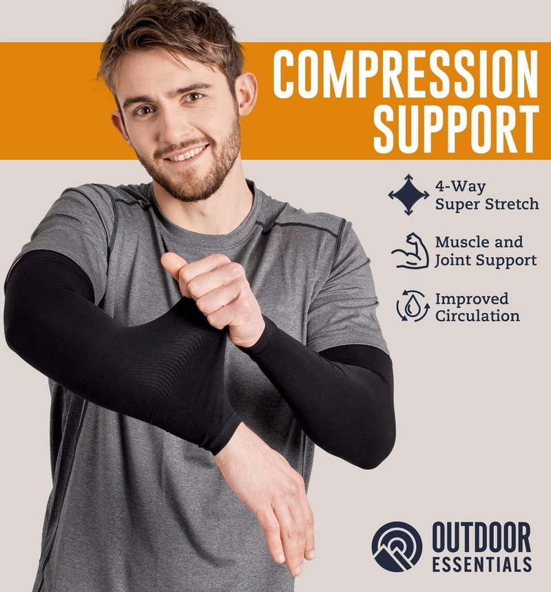UV Sun Sleeves for Men Women - Cooling Arm Sleeves for Sun Protection UPF 50+ | Golf, Tattoo Cover Up, Compression Protective Sports, Baseball, Football, Driving | Mangas Para El Sol Para Hombre