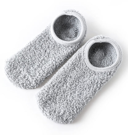 Bevigorio Slipper Socks for Women with Grippers Non Slip Fuzzy Socks with Grips Womens Grippy Grip Hospital Home Gifts 3pairs blackgreymix