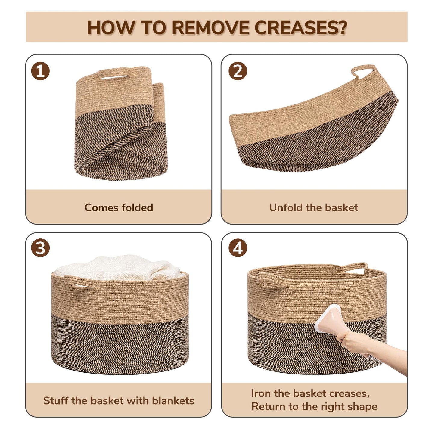 Goodpick Extra Large Wicker Storage Basket, 83L Woven Blanket Storage for Living Room, Round Baby Basket for Clothes, Big Laundry Hamper for Pillow, 21.7 x 13.8 inches