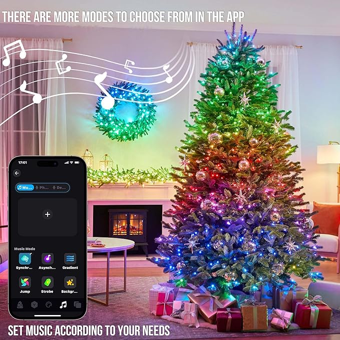 164 FT 500 LED Christmas Lights Outdoor, RGB Color Changing Lights with Remote & APP Control, 9 Modes Plug in Green Wire Fairy Lights for Indoor Outdoor Room Garden Christmas Tree Party Decor