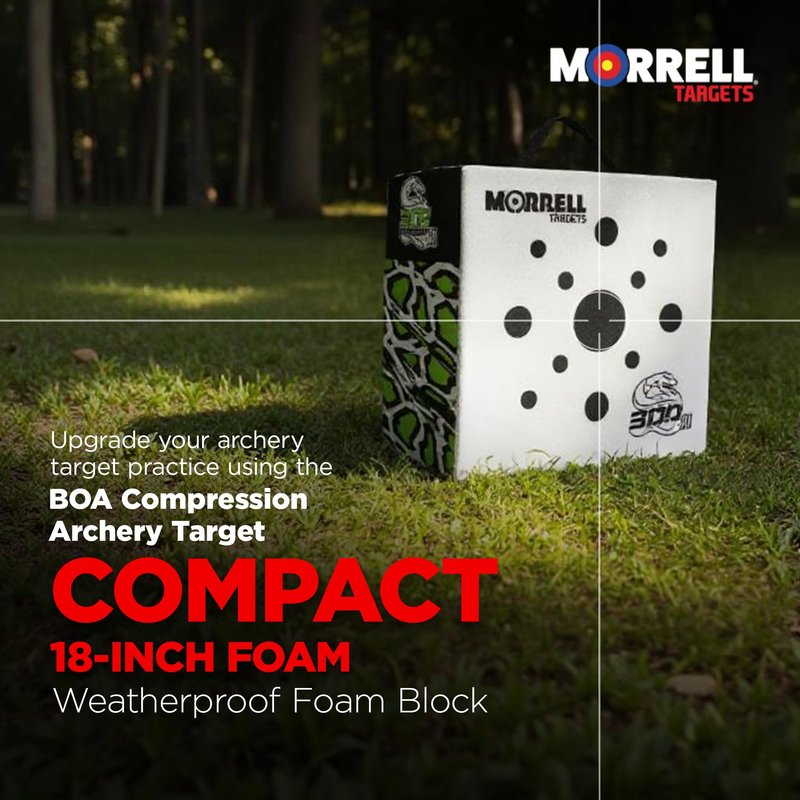 Morrell Targets BOA Compression Archery Target, 18 Inch Weatherproof Foam Block for Compound Bows and Crossbows, Field Points Only, White/Black