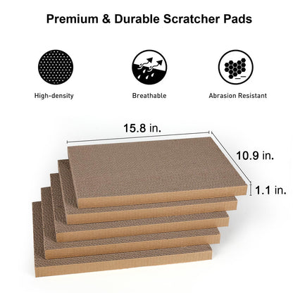 FUKUMARU 5 PCS Cat Scratching Boards, 11.4 Inch Width Ex-Large Cat Scratcher Box, Reversible Cardboard Scratchers for Indoor Cats, Cat Scratch Box for Large, Medium and Small Cats, Protect Furniture