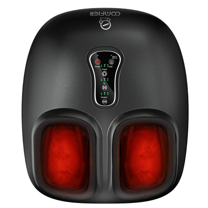 COMFIER Foot Massager with Heat,Kneading,Vibration,Compression,Pause Function,Shiatsu feet Massager for Plantar Fasciitis Neuropathy, Gifts for Him/Her,Remote Control,Size 13
