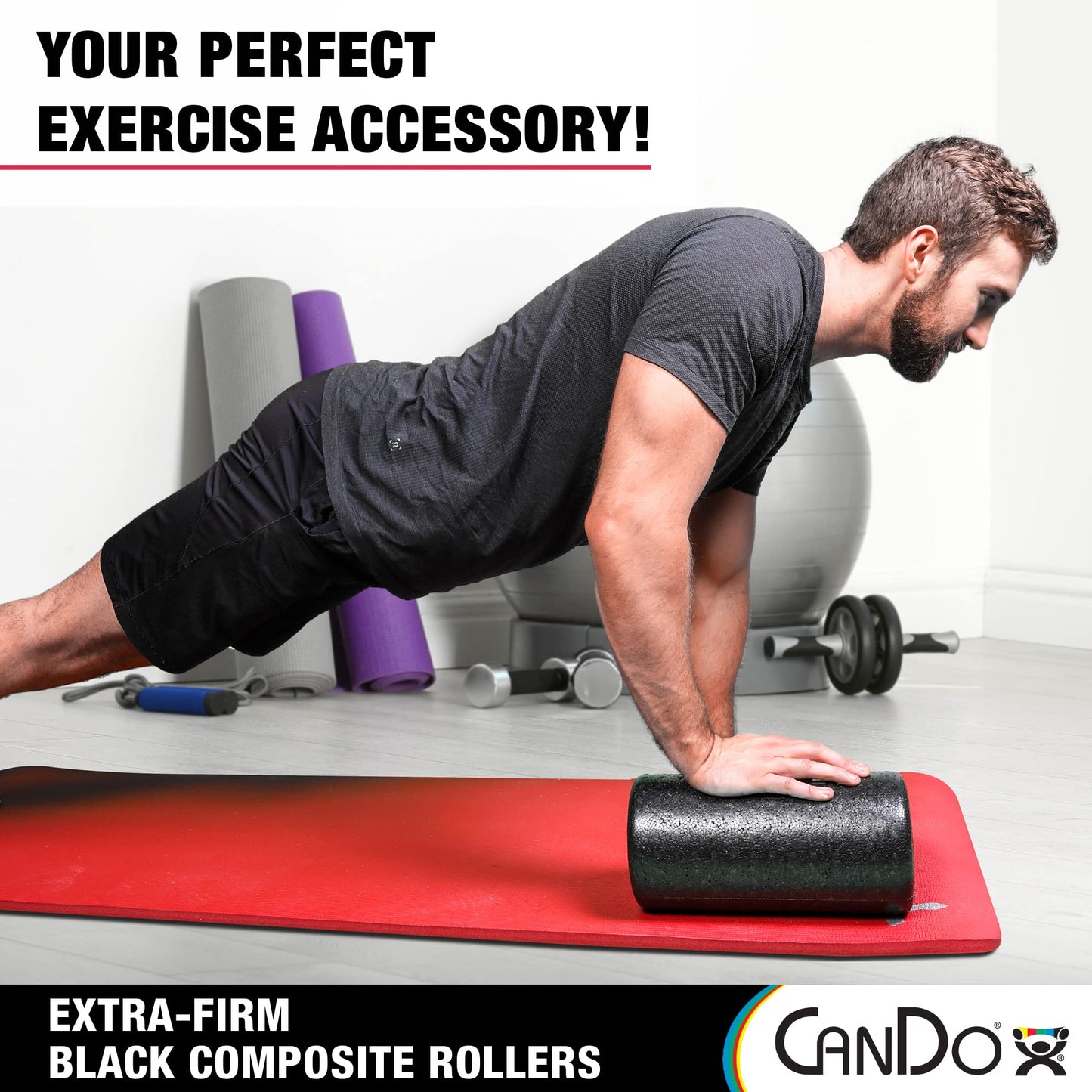 CanDo Black Composite High-Density Roller, Half-Round, 6"" X 36