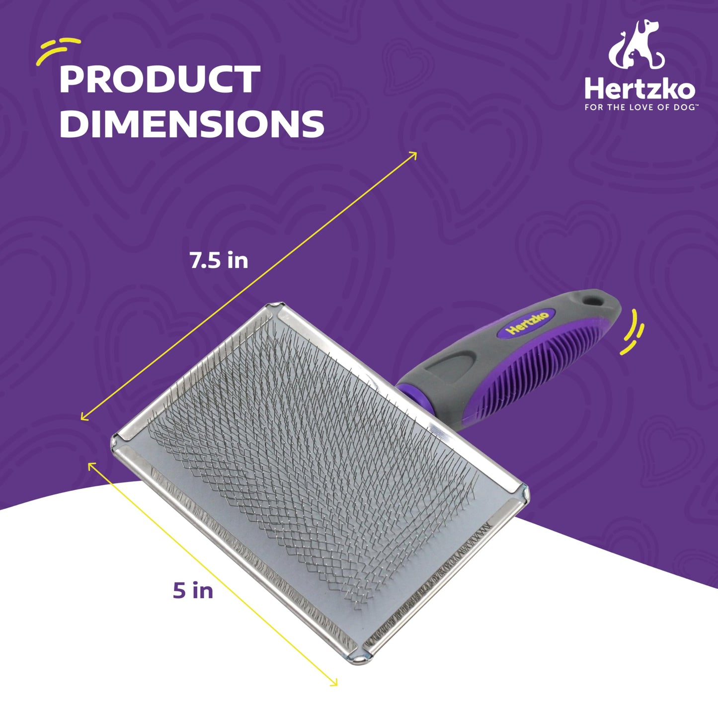 Hertzko Flexible Slicker Brush for Dogs and Cats - Removes Loose Hair, Tangles, and Knots, Flexible Head Contours on Your Pet’s Skin -Large Size Combs for Grooming Matting - Single Sided Brush