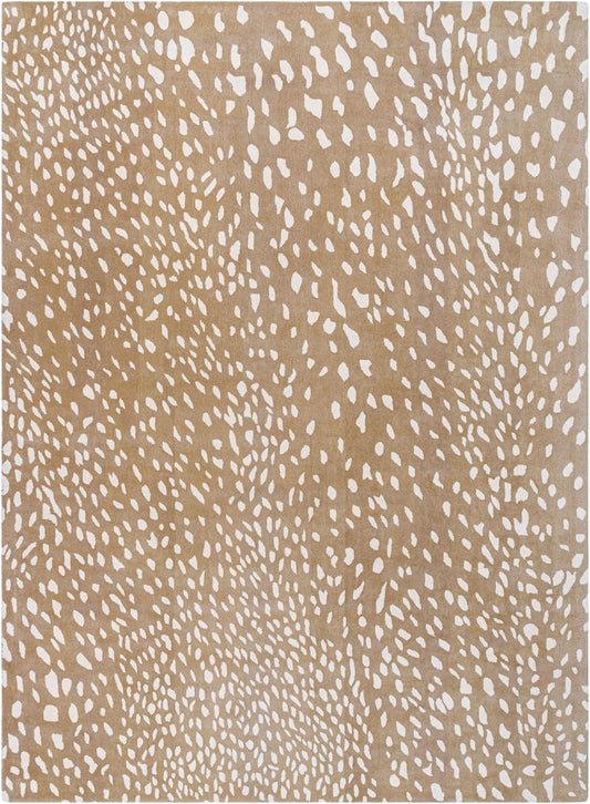 Luxury Handmade 100% Wool Area Rug – Antelope & Cheetah Print | Modern Animal Print Carpet in Neutral Grey, Ivory & Charcoal | Soft, Durable, Contemporary Living Room & Bedroom (Neutral, 5' x 8')