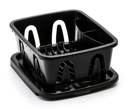 Camco Mini Dish Drainer and Tray - Fits RV Sinks and Small Counter Spaces - Durable Heavy-Duty Construction - Black (43512)