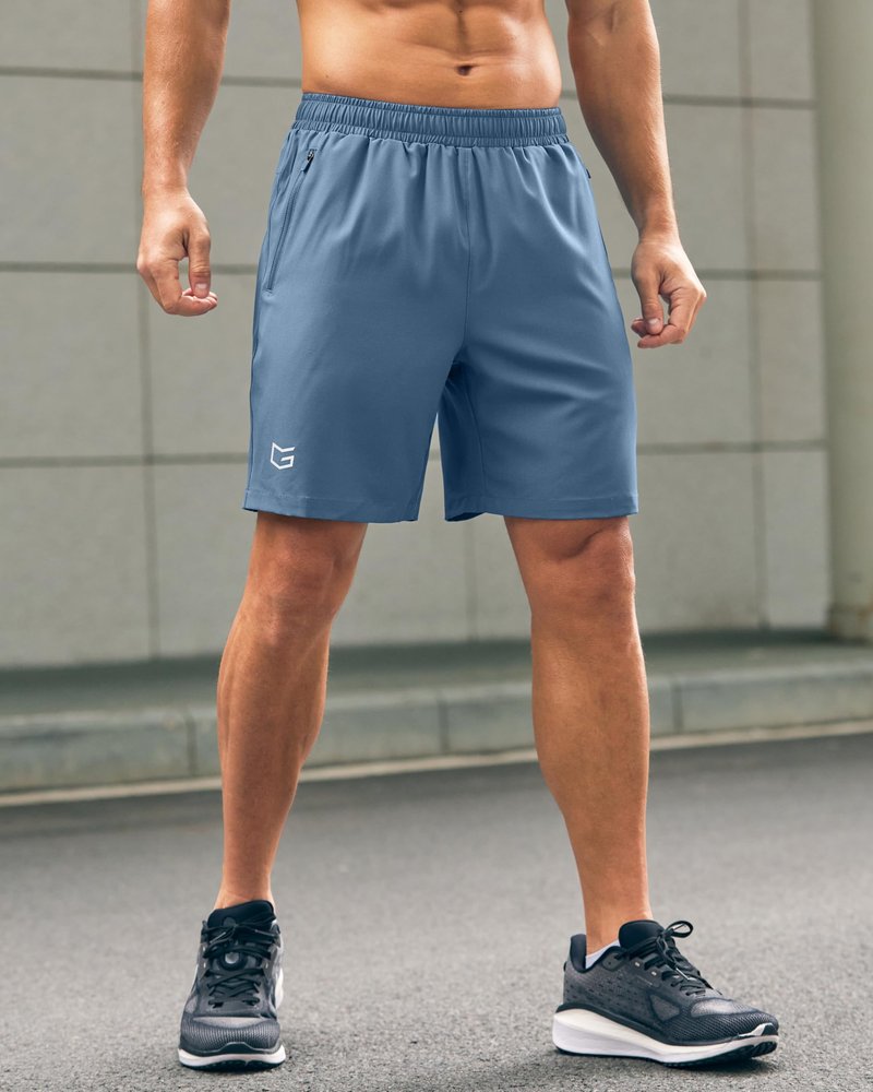 G Gradual Men's Athletic Running Shorts with Zipper Pockets Quick Dry 7"/ 5"/ 9" Workout Gym Shorts for Basketball Hiking(Federalblue,7S)