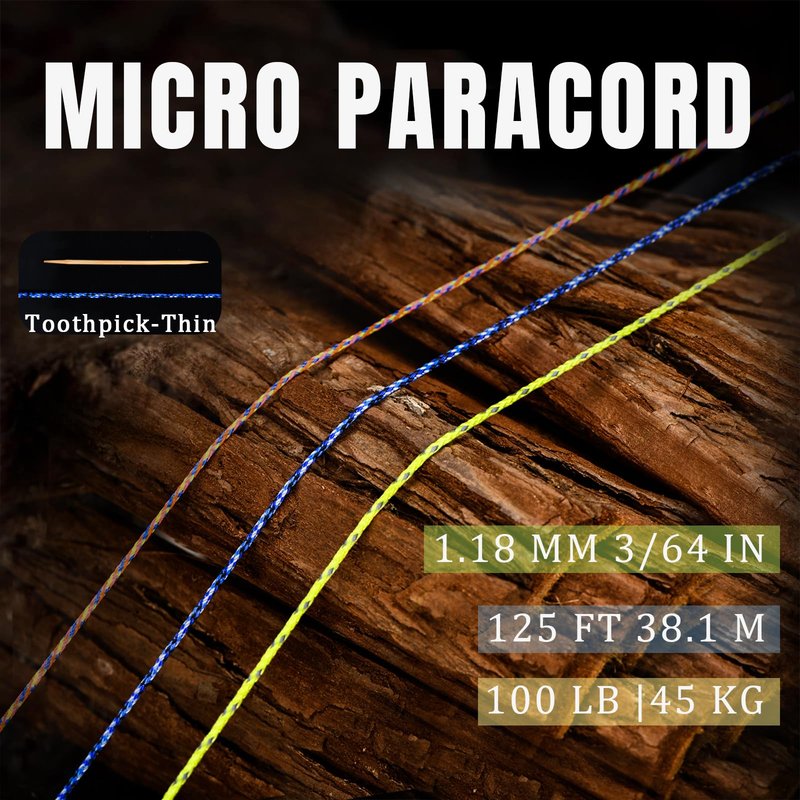 WEREWOLVES 1.18mm Micro Paracord – 125ft (38m) Lightweight Survival Cord,Thin Braided Rope for Survival Bracelets, DIY Crafts, Camping, Fishing, Wind Chime Replacement (Zebra Stripes, 125 ft)