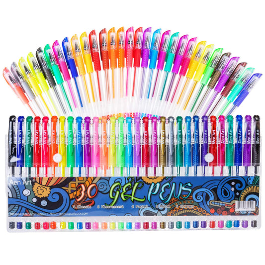 Gel Pens for Adult Coloring Books, 30 Colors Fine Point Gel Marker Pen with 40% More Ink for Drawing, Bullet Journaling, School Craft Supplies
