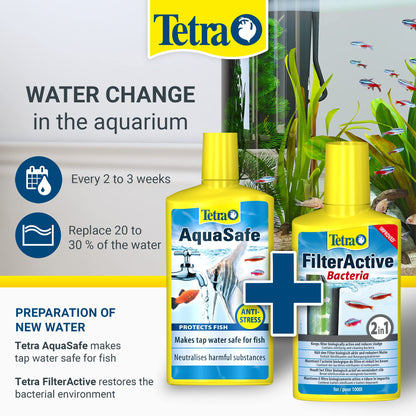 Tetra FilterActive Bacteria- mix of live starter bacteria & sludge-reducing cleaning bacteria, to support biological activity in aquarium, extend cleaning intervals & improve filter performance, 250ml