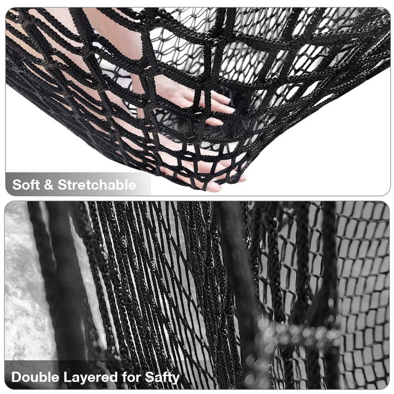 Jalunth Kids Playground Play Safety Net - Climbing Cargo Net Treehouse Accessories Outdoor Equipment Set Double Layers Heavy Duty Backyard Net Bridge for Tree House Tree Fort Back Yard (6.5' x 9.8')