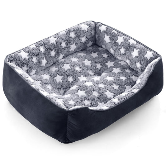 GASUR Small Dog Beds Small Size Dogs, Rectangle Washable Dog Bed, Orthopedic Dogs Sofa Bed, Pet Cuddler Anti-Slip Bottom, Soft Calming Sleeping Warming Puppy Bed (S (20"x 19"x 6"), Black)