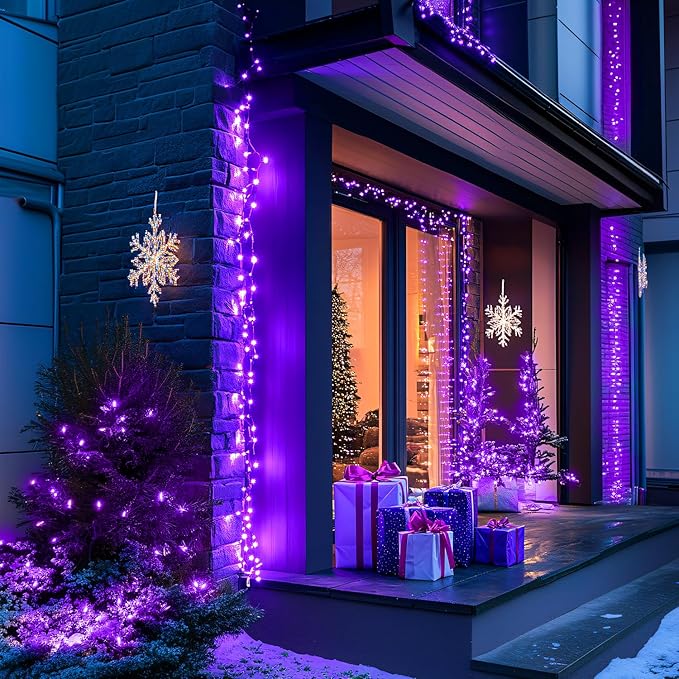 JMEXSUSS 150 LED Purple Halloween Lights Indoor, 8 Modes Connectable String Lights Outdoor Waterproof, 59FT Purple Christmas Light for Party Bedroom Tree Halloween Decorations