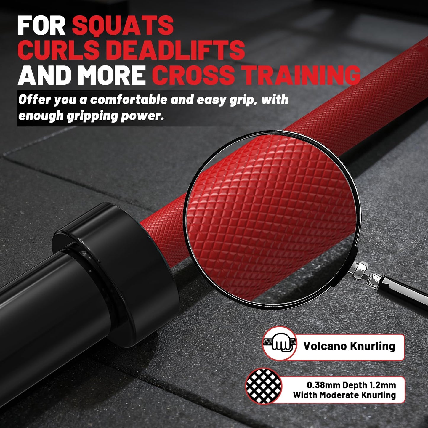 25mm 35lb Womens Olympic Barbell 6.5FT Olympic Barbell 2inch 1000lb Capacity Olympic Bar with Moderate Knurling For Squats Curls Deadlifts Weightlifting Red