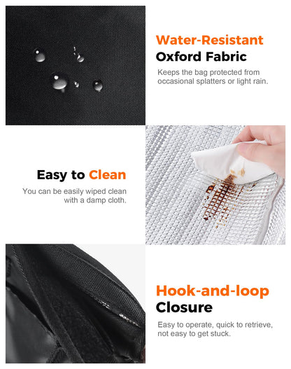 Fmeida Insulated Lunch Bag Women Men, 9L Large Lunch Bags with Multiple Pockets, Reusable Thermal Cooler Tote for Work, Office, Picnic, Travel | Hook and Loop Closure, Black