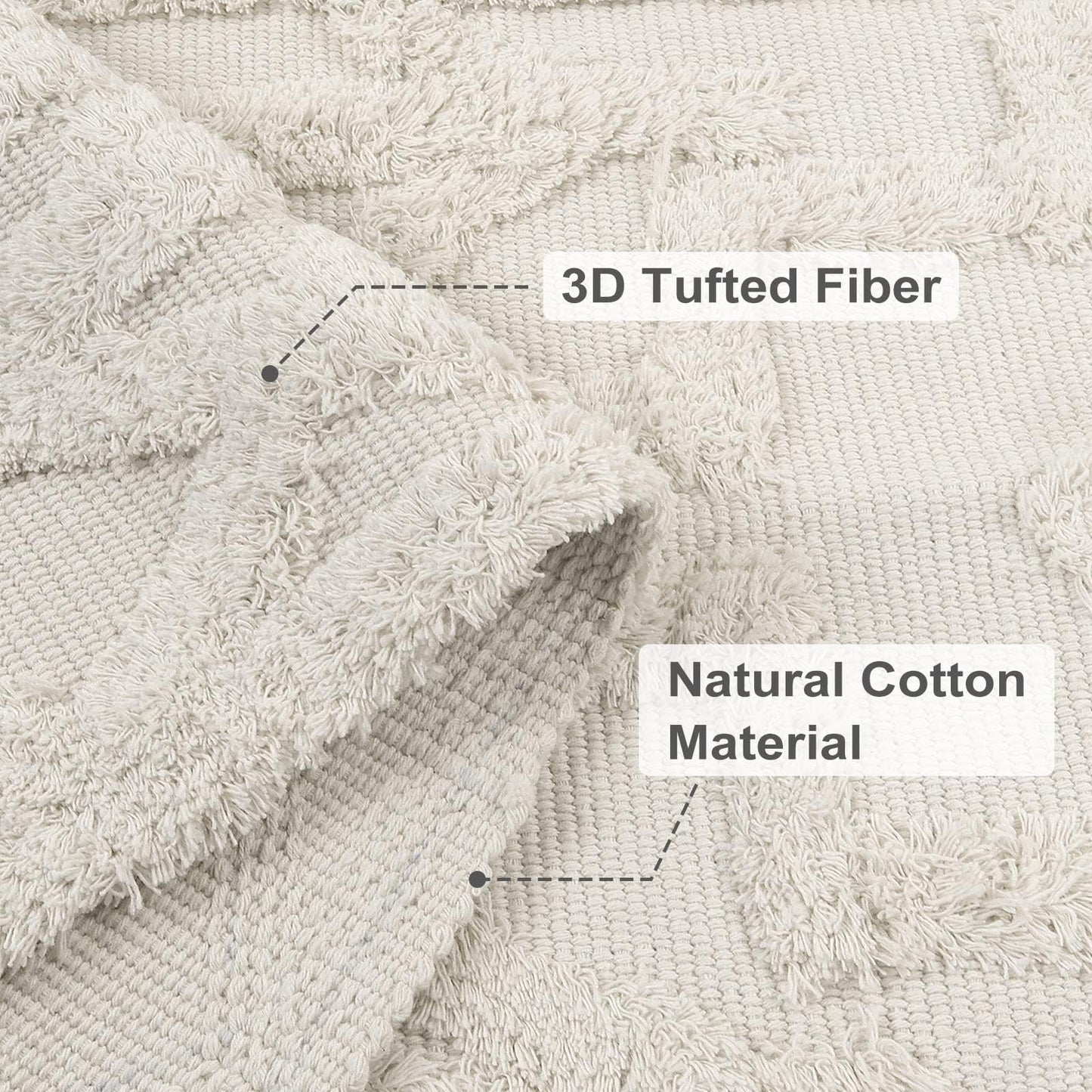 Uphome Boho Bathroom Rug 2' x 3', Washable Small Farmhouse Bedroom Rugs with Tassels, Beige Geometric Bath Mats for Home Decor, Cotton Woven Moroccan Tufted Throw Rug for Entryway Front Door Kitchen