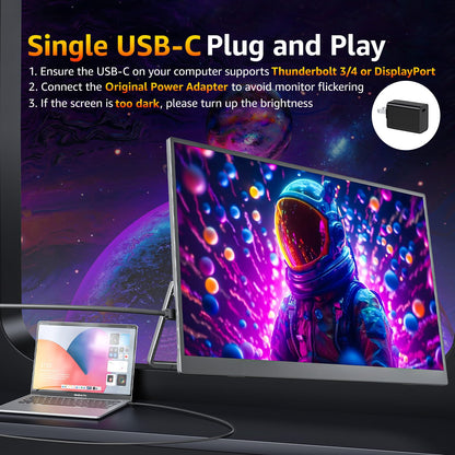 cocopar 18.5 inch portable monitor-1080P FHD IPS 100Hz 120% sRGB Gaming Monitor USB-C HDMI large Portable screen for Laptop MacBook Surface PC Xbox PS4/5 Travel Monitor with Kickstand VESA Speakers