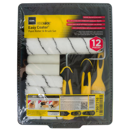 Coral 10501 Easy Coater Paint Kit with Headlock and Mini Roller Frame and Hybrid Brush 12 Piece Pack Set