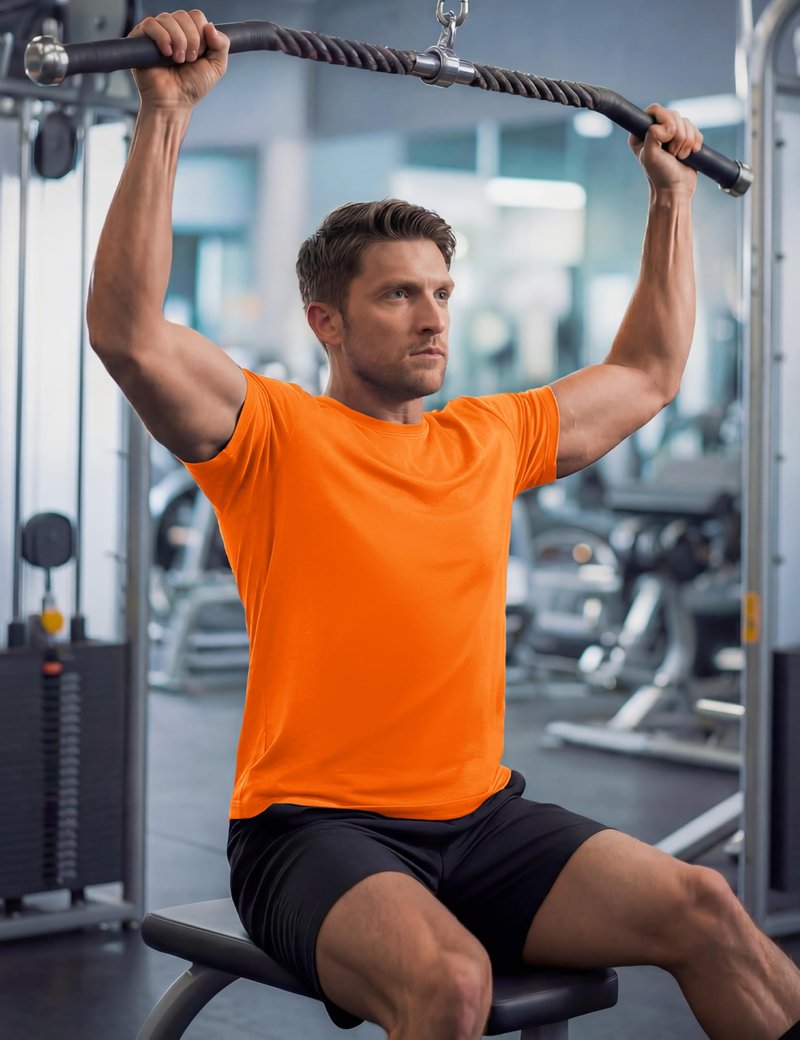 MAGCOMSEN Men's Short Sleeve Dry Fit Shirts Athletic Running Moisture Wicking Tee UPF 50+ Hiking Gym Tshirt Fluorescent Orange M