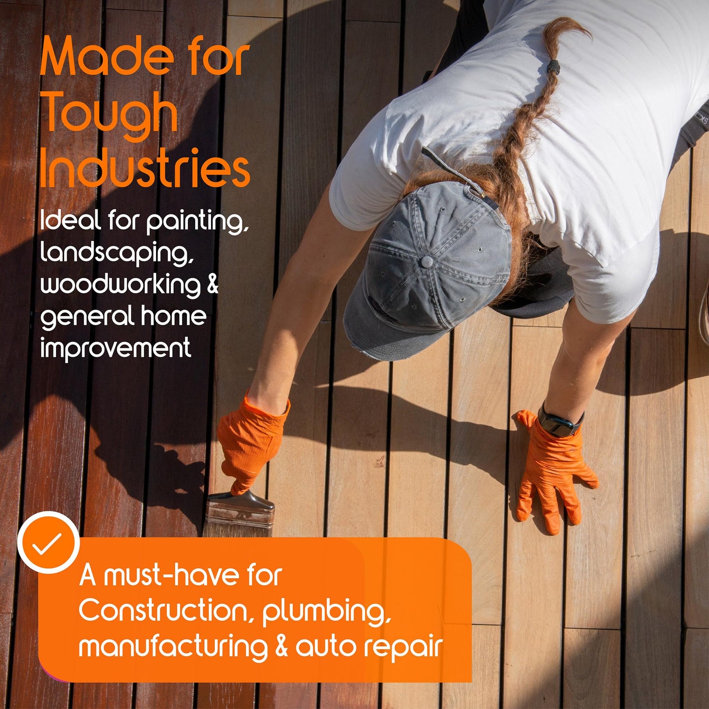 Inspire Heavy Duty Orange Nitrile Gloves | ULTRA 8 Mil Diamond Textured Grip | Industrial Mechanic Disposable Cleaning Gloves Medium, 1000 Count