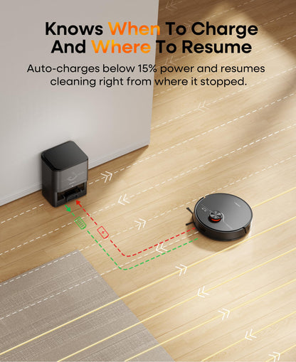 Robot Vacuum and Mop Combo,Lidar Navigation Robotic Vacuum Cleaner with 3.5L Self Emptying Station,5000Pa Vacuum Robot,180mins Runtime,No-Go&No-Mop Zones,App/Alexa/Remote Control,UR3
