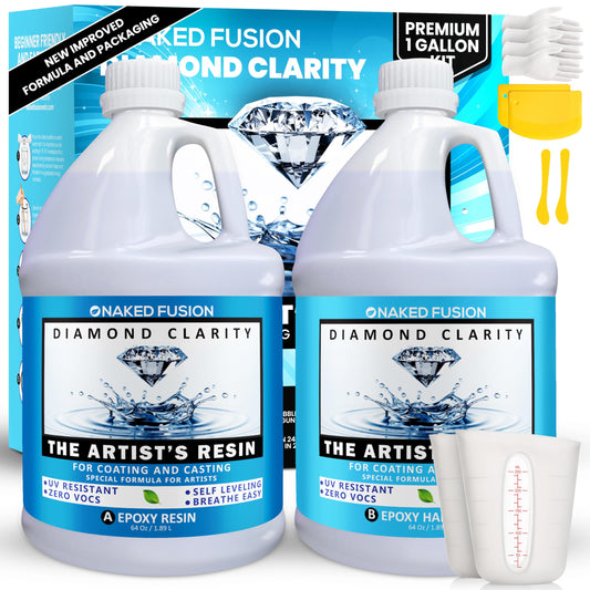 Epoxy Resin Art Resin Crystal Clear Formula- The Artist's Resin for Coating, Casting, Resin Art, Geodes, Tabletop, Bar Top, Live Edge Tables, River Tables- Non-Toxic -1 Gallon Kit