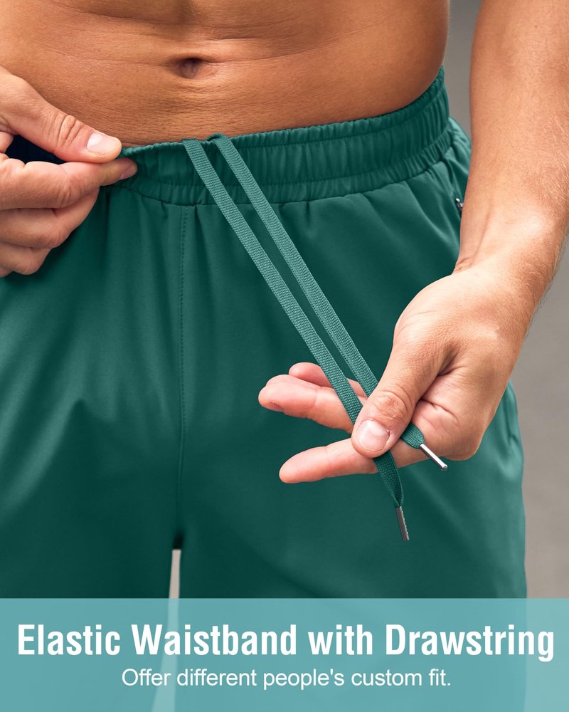 G Gradual Men's Athletic Running Shorts with Zipper Pockets Quick Dry 7"/ 5"/ 9" Workout Gym Shorts for Basketball Hiking(Rainforest Green,7XXL)